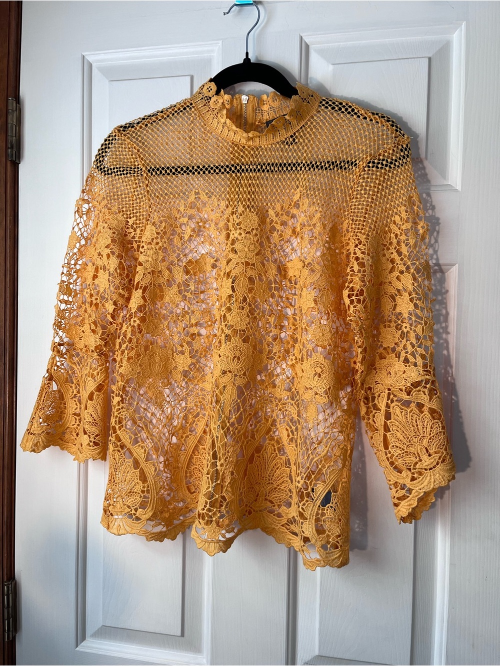 BOLD elements Mustard Crochet Lace Blouse